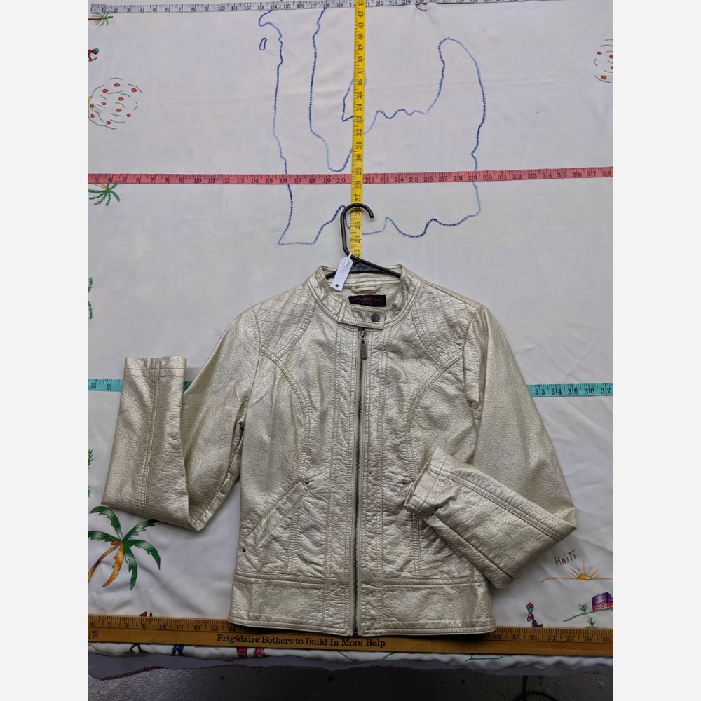 Women's Small NEU Look Gold Faux Leather Jacket